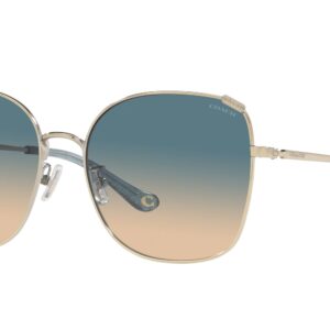 Coach HC7133 Sunglasses, Shiny Light Gold/Blue Yellow Gradient, 57 mm