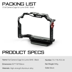 Tilta Full Camera Cage Compatible with Panasonic GH7/GH6 – Black | TA-T15-FCC-B