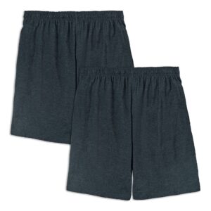 Fruit of the Loom Men's Eversoft Cotton Shorts with Pockets (S-4XL), 2 Pack-Black Heather, Large