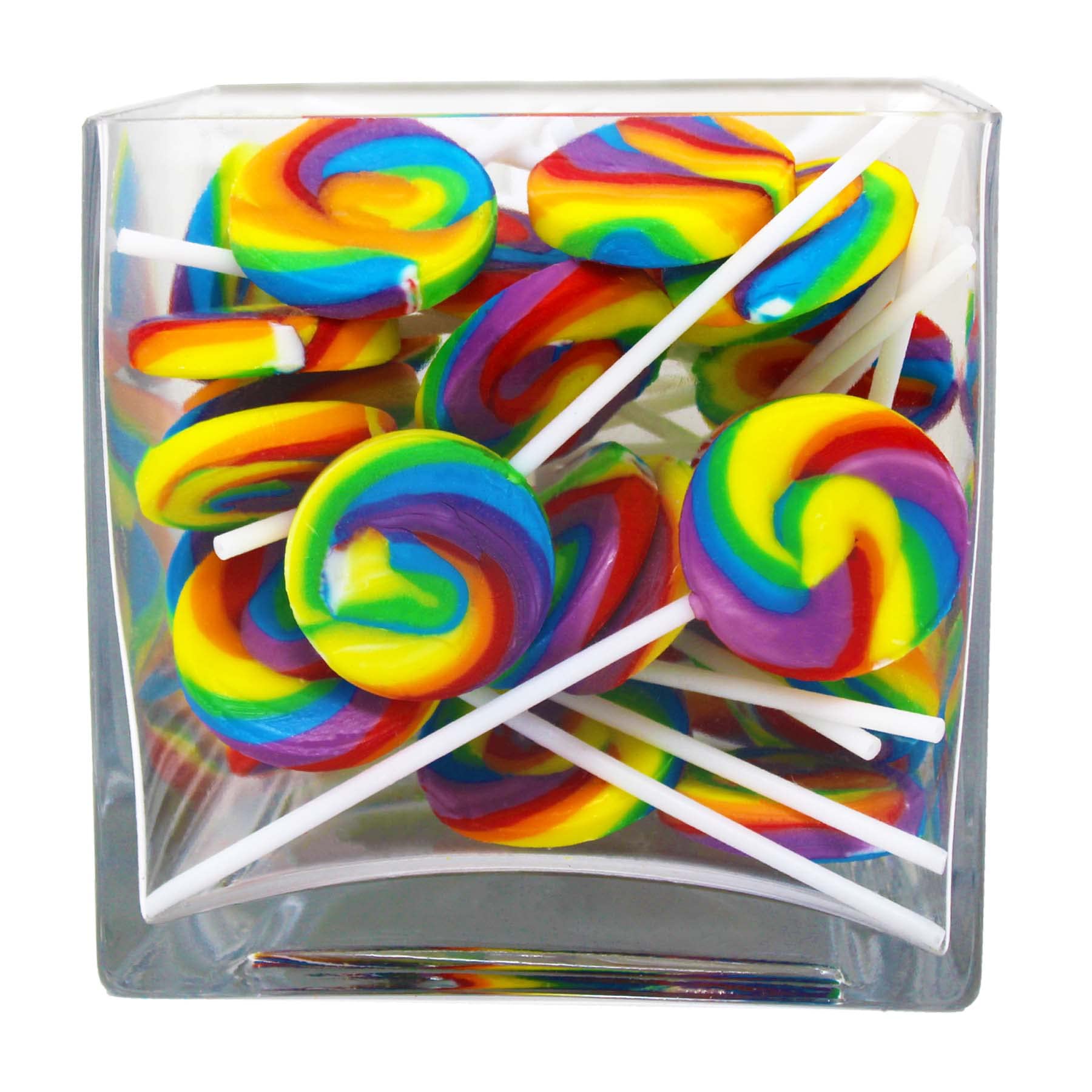 Mini Rainbow Swirl Lollipop Mixed Fruit Flavor Suckers, 38 Individually Wrapped Swirl Pop