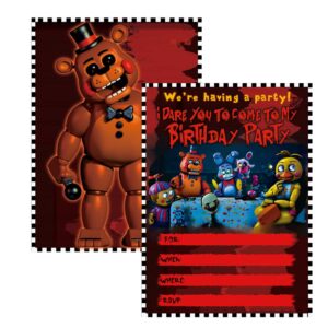 20 set fnaf birthday invitation cards bear game friends invite party supplies gift card