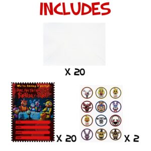 20 Set Fnaf Birthday Invitation Cards Bear Game Friends Invite Party Supplies Gift Card