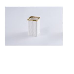 Pampa Bay VAN2718WG Toothbrush Holder with Gold Beads, 4.5-inch Height, Porcelain