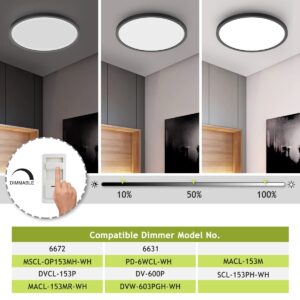 2PACK Flush Mount LED Ceiling Light Fixture Black, 12Inch 28Watt, Dimmable & 3000K-4500K-6000K 3 Color Selectable Ceiling Lamp 3200LM Low Profile Ceiling Light for Kitchen Bedroom Hallway Porch