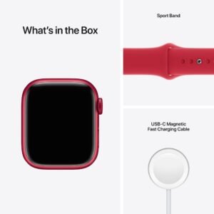 Apple Watch Series 7 (GPS, 41MM) - Red Aluminum Case with Red Sport Band (Renewed)