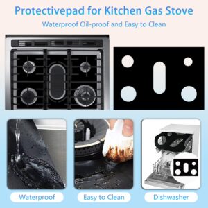 Fancemot Gas Stove Burner Covers, Gas Stove Top Covers for Samsung Gas Range, Reusable Washable Stove Guard, Gas Stove Protectors with 2 Pcs Stove Gap Covers, 1 Pcs Cleaning Cloth, 3 Pcs Brush