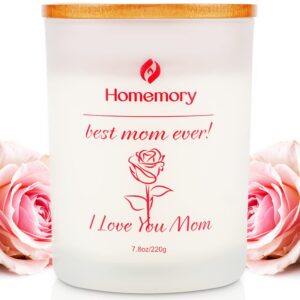 mom candle rose scented candles for women, best mom ever gifts, natural non-toxic soy candles with essential oils, aromatherapy candle, gifts for mom, jar candle (rose, jasmine, lavender & lilac