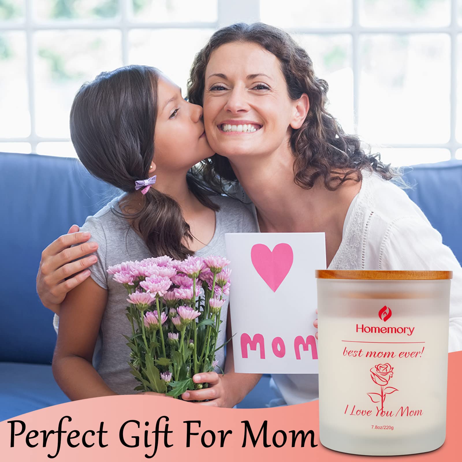 Mom Candle Rose Scented Candles for Women, Best Mom Ever Gifts, Natural Non-Toxic Soy Candles with Essential Oils, Aromatherapy Candle, Gifts for Mom, Jar Candle (Rose, Jasmine, Lavender & Lilac