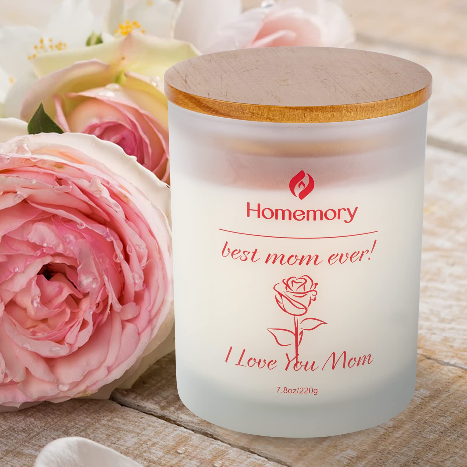 Mom Candle Rose Scented Candles for Women, Best Mom Ever Gifts, Natural Non-Toxic Soy Candles with Essential Oils, Aromatherapy Candle, Gifts for Mom, Jar Candle (Rose, Jasmine, Lavender & Lilac