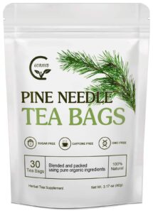 organic pine needle tea bags - 100% pure natural dried pine needles herbal tea, effectively antioxidant & immune support, caffeine free, 30 tea bags