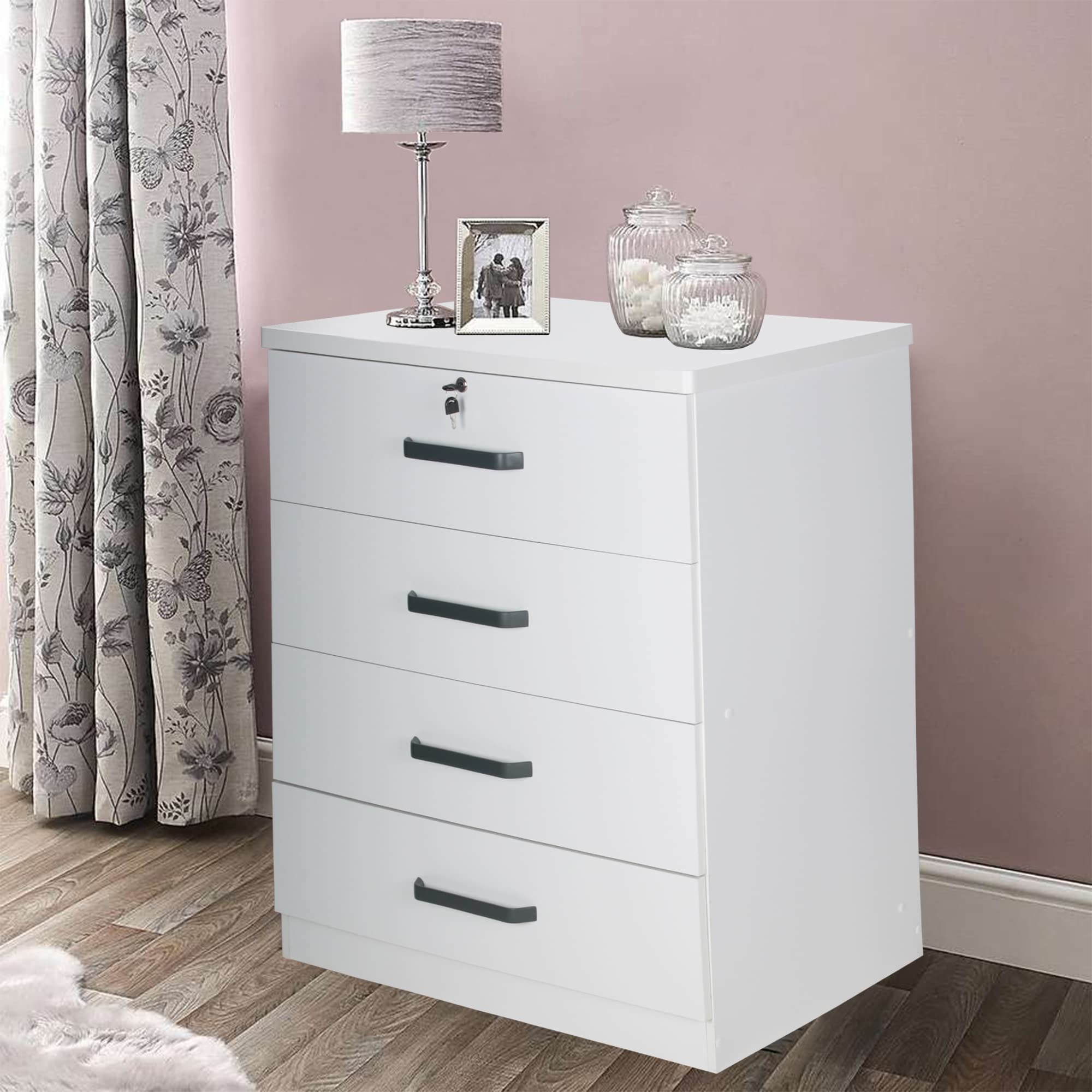 Better Home Products Carell Furniture Super Jumbo 4 Drawer Storage Chest Dresser in White