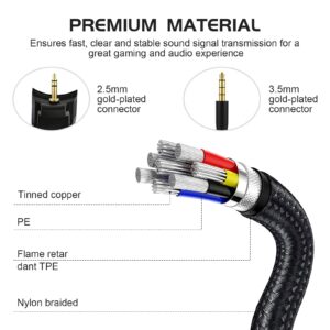 QC35 Boom Microphone Cable with 3.5mm Headset Splitter Adapter Compatible with Bose QuietComfort 35, QC35 II Headphones for PC, Laptop, PS4, PS5, Xbox One Controller