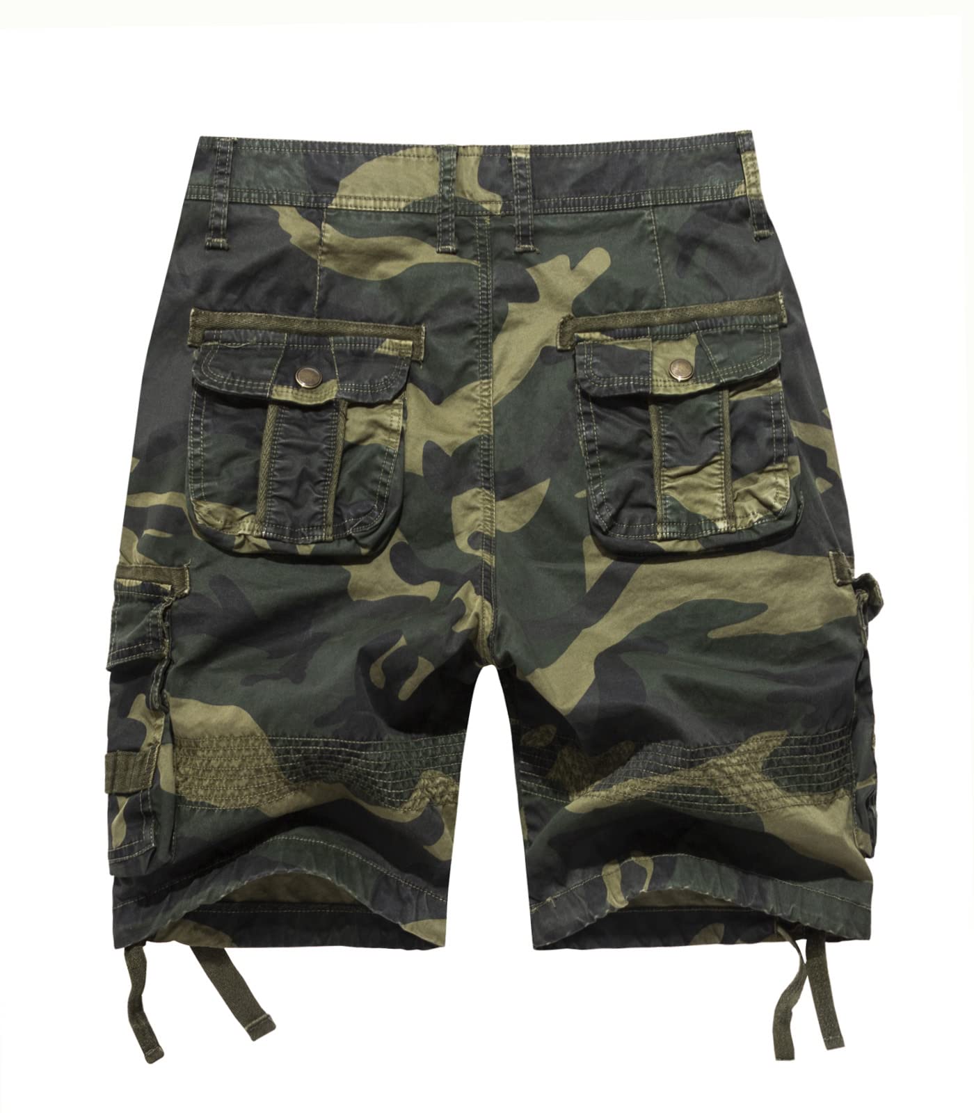 FOURSTEEDS Women Camouflage Cargo Shorts Athletic Cotton Multi-pocket Capri Casual Summer Shorts Army Green Camo US 16