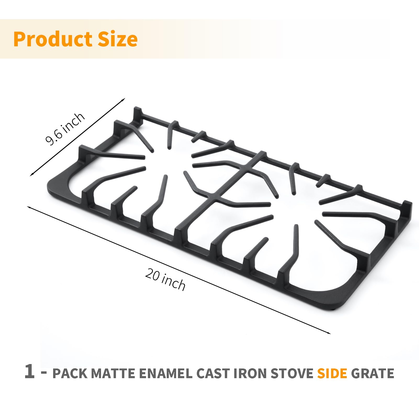 807327101 Burner Grate Replacement Parts for Frigidaire Stove Parts Kenmore Gas Range Parts Stove Surface Top Side Grate Cast Iron Rack 1 Pack