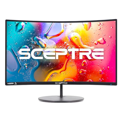 Nowco New_Sceptre_C248W 24'' Curved 75Hz Gaming LED Monitor Full HD 1080P HDMI VGA Speakers, VESA Wall Mount Ready Metal Black, ‎Metal Black