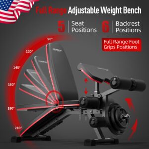 HARISON Adjustable Weight Bench with Leg Extension and Preacher Pad, Flat Incline Decline Exercise Bench for Home Workout Weight Training (2024)