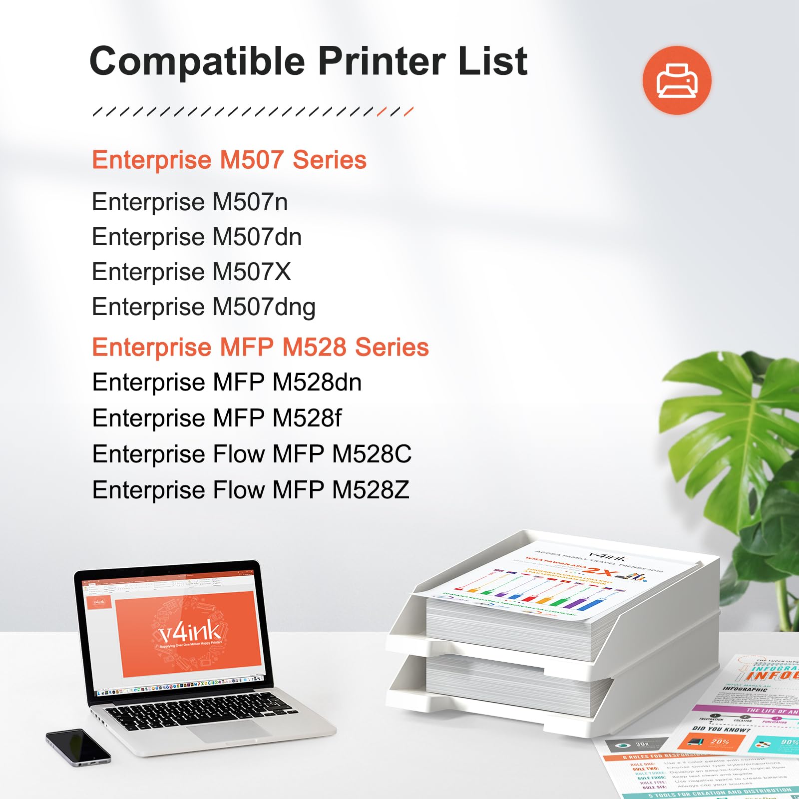 v4ink New Compatible 89X Toner Cartridge (with Chip) Replacement for HP 89X 89A CF289X Black Toner for HP Enterprise M507n M507dn M507x M507dng MFP M528dn M528f M528c M528z -1 Pack