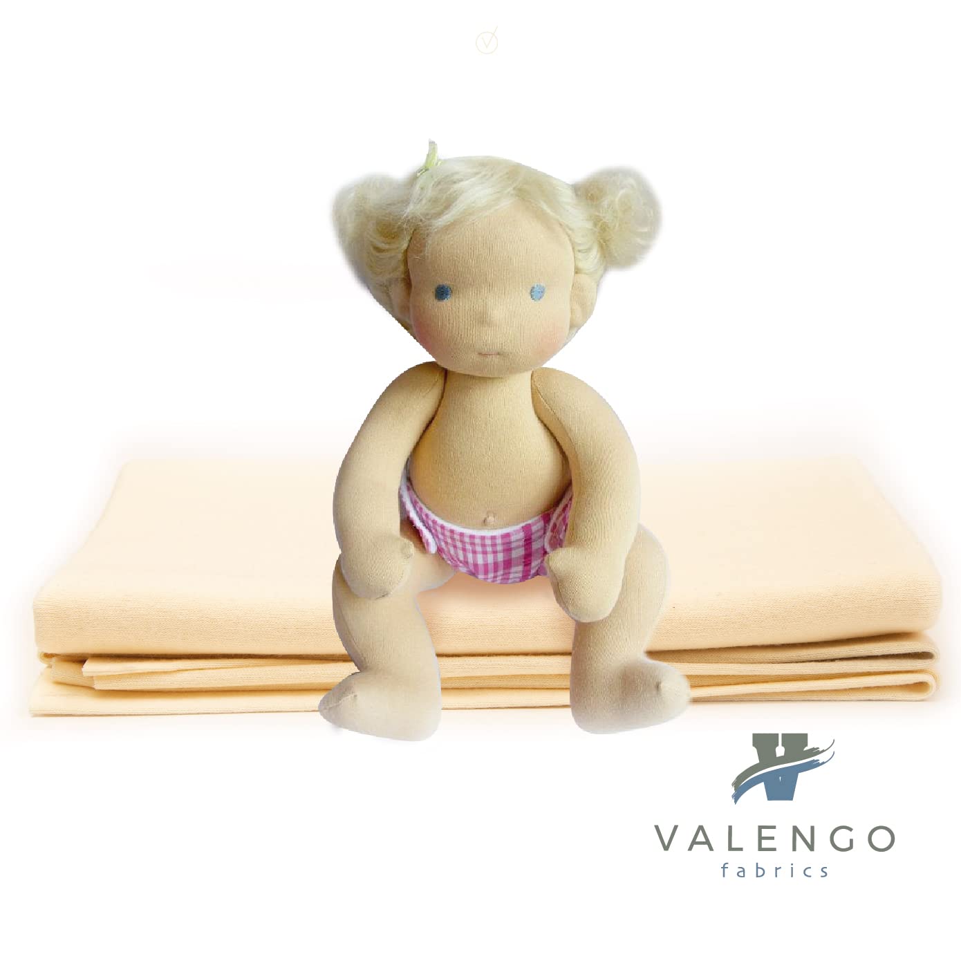 VALENGO Premium Skin Tone Fabric for Doll Making, 100% Cotton Interlock Fabric, Waldorf Doll Skin Fabric, Cloth Doll Skin Color Fabric - 1 Yard (Fair)