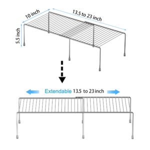 Redrubbit Cabinet Storage Shelf Rack, Expandable Metal Rustproof Kitchen Counter and Cabinet Shelf, Storage Rack Organizer Space Saver for Kitchen, Fridge, Cabinet, Bathroom, Chrome