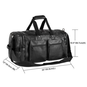 Gym Duffle Bag Backpack, Leather Duffel Bags for Traveling Sports Bag Overnight Bag Backpack with Shoe Compartment Weekender Bag for Men Women-Black