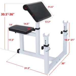 HSM Preacher Curl Weight Bench Max load 450lbs Strength Training Seated Arm Isolated Barbell Dumbbell Biceps Station Home Gym