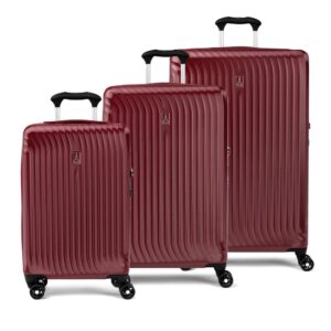 travelpro maxlite air hardside expandable luggage, 8 spinner wheels, lightweight hard shell polycarbonate, cabernet, 3-piece set (21/25/28)