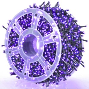 weillsnow 164ft 500 led purple christmas lights, 8 modes waterproof plug in string lights for christmas indoor outdoor yard party wedding garden home decorations (purple)