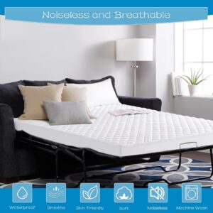 GRT Waterproof Sofa Bed Mattress Pad - 100% Waterproof Full Sleeper Sofa Mattress Protector Quilted, Breathable Noiseless Sofa Mattress Topper Cover, Full 54x72, White