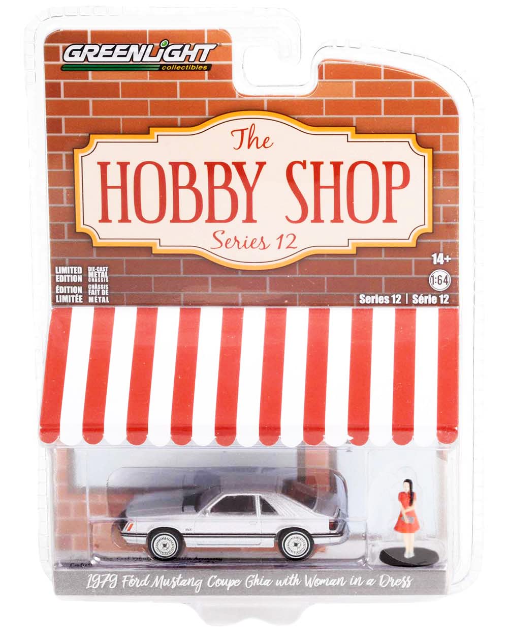 Greenlight Collectible 1979 Coupe GHIA Silver Metallic and Woman in a Dress Figurine The Hobby Shop Series 12 1/64 Diecast Model Car by Greenlight 97120 B