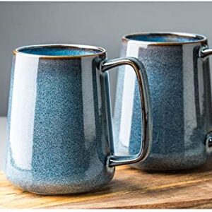 Large Ceramics Coffee Mugs,24 OZ,Large Handle Design,Extra Large Tea and Coffee Cup for Office and Home，Microwave And Dishwasher Safe(Color:24 oz blue)