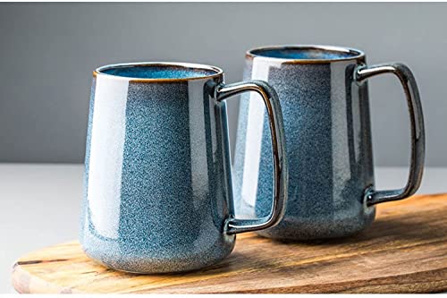 Large Ceramics Coffee Mugs,24 OZ,Large Handle Design,Extra Large Tea and Coffee Cup for Office and Home，Microwave And Dishwasher Safe(Color:24 oz blue)