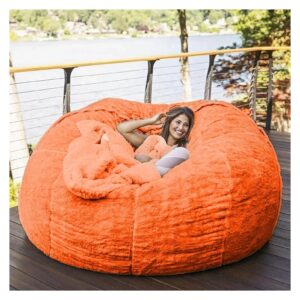 Bean Bag,Giant Fur Bean Bag Chair Cover for Adults Kids (Without Filling) Comfy Fluffy Giant Round Beanbag Lazy Sofa Cover for Reading Chair Floor Chair Lazy Sofa Bed Cover Soft Fluffy Faux BeanBag