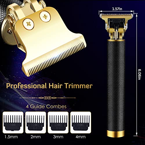 PXLISIE Hair Clippers for Men, Professional Hair Trimmer T Blade Trimmer Zero Gapped Trimmer, Cordless Rechargeable Beard Trimmer Shaver Hair Cutting Kit with Guide Combs (Black)