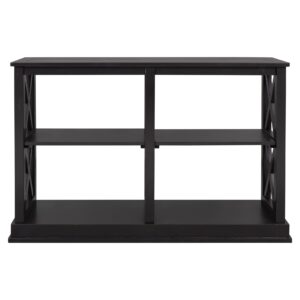 Knocbel 46.5in Entry Console Table with Open Shelves and X-Shaped Frame, Hallway Entryway Sofa Side 3-Tier Table