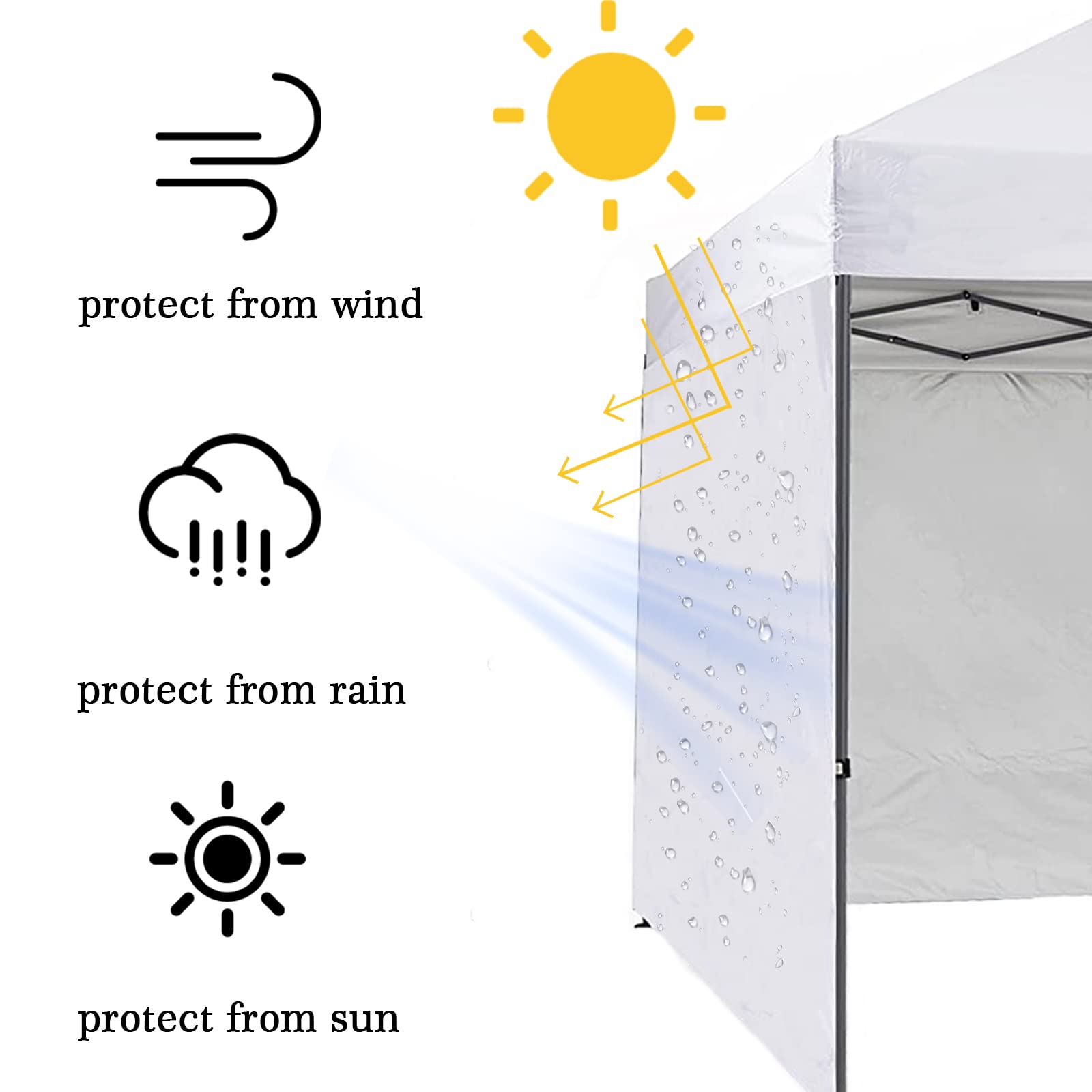 NINAT Canopy Sunwall Sidewall Gazebos Tent Waterproof for 8x8ft Pop up Canopy Straight Leg Gazebos Outdoor Instant Canopies 1 Pcs White Canopy Sidewall Only