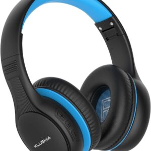 KLUGMIA Kids Bluetooth Headphones, 85/94dB Volume Limited kids headphones, Over Ear Toddler Headphones with Built-in Mic, Bluetooth 5.0, Foldable Wireless Headphones for Kids (black blue)