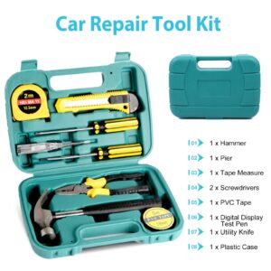 Car Emergency Roadside Tool kit,Road Side Safety Assistance Kit for Women Men Adult,Auto Truck Vehicle Emergency Bag with Shovel Jumper Cable First Aid Kit Blanket Front Rear Cover Alignment Tool