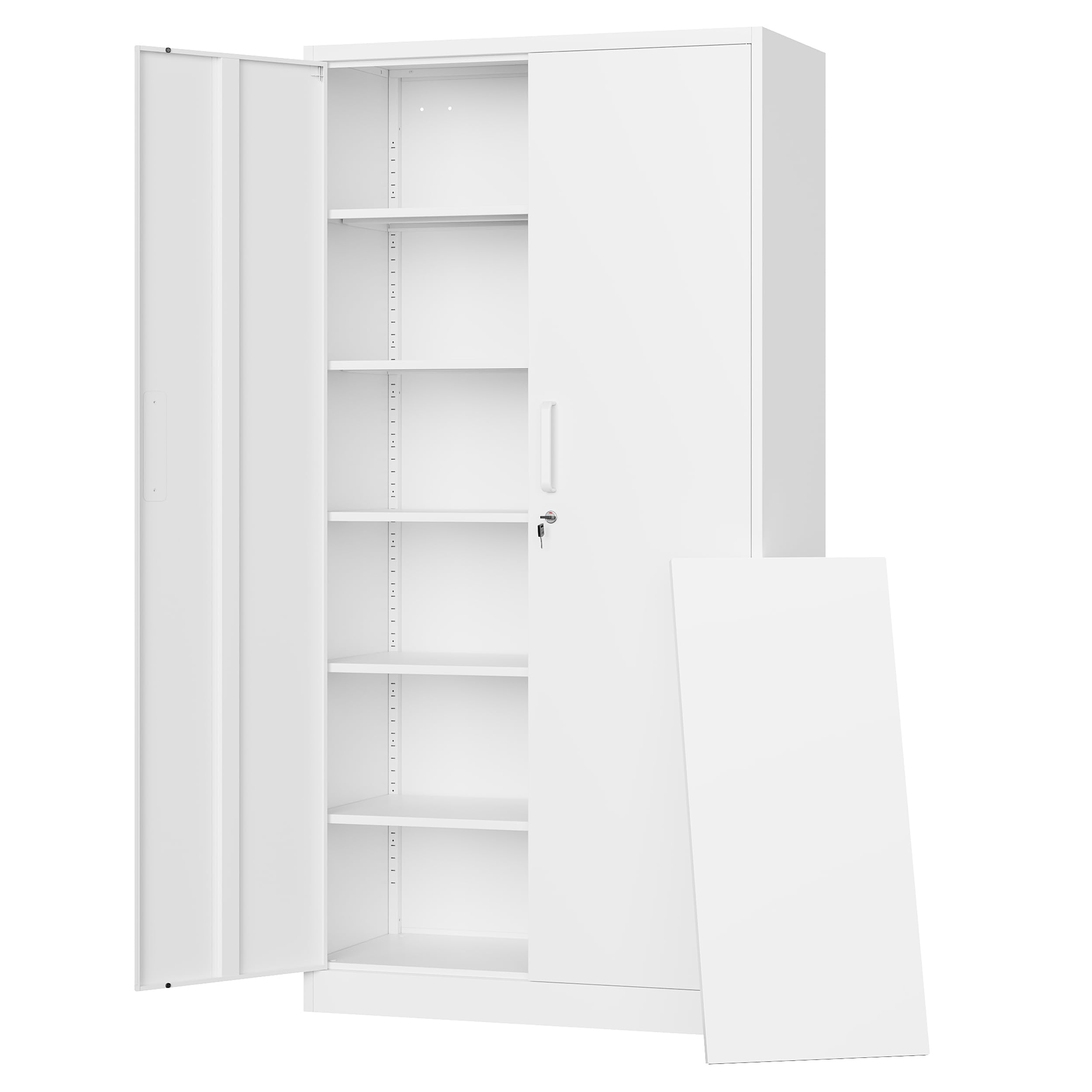 Letaya Metal Storage Cabinets with Lock Door,Steel Locker Garage Cabinets 5 Adjustable Shelves for Home,Office, Warehouse(White)