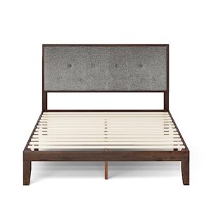 ZINUS Moiz Wood Platform Bed Frame with Adjustable Upholstered Headboard / Solid Wood Bed / Wood Slat Support / No Box Spring Needed / Easy Assembly, Queen