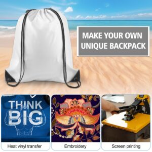 KUUQA 2 Pcs White Drawstring Backpack Drawstring Bag Bulk Sports Cinch Bags String Backpack Storage Bags for Gym Traveling