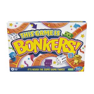 hasbro gaming this game is bonkers board game, fresh update of classic family board game, wacky and fun board games for kids 8 and up