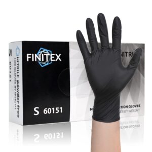 FINITEX - Black Nitrile Disposable Gloves, Exam Gloves, Powder-free, Latex-free, 3mil, 1000PCS (Large)