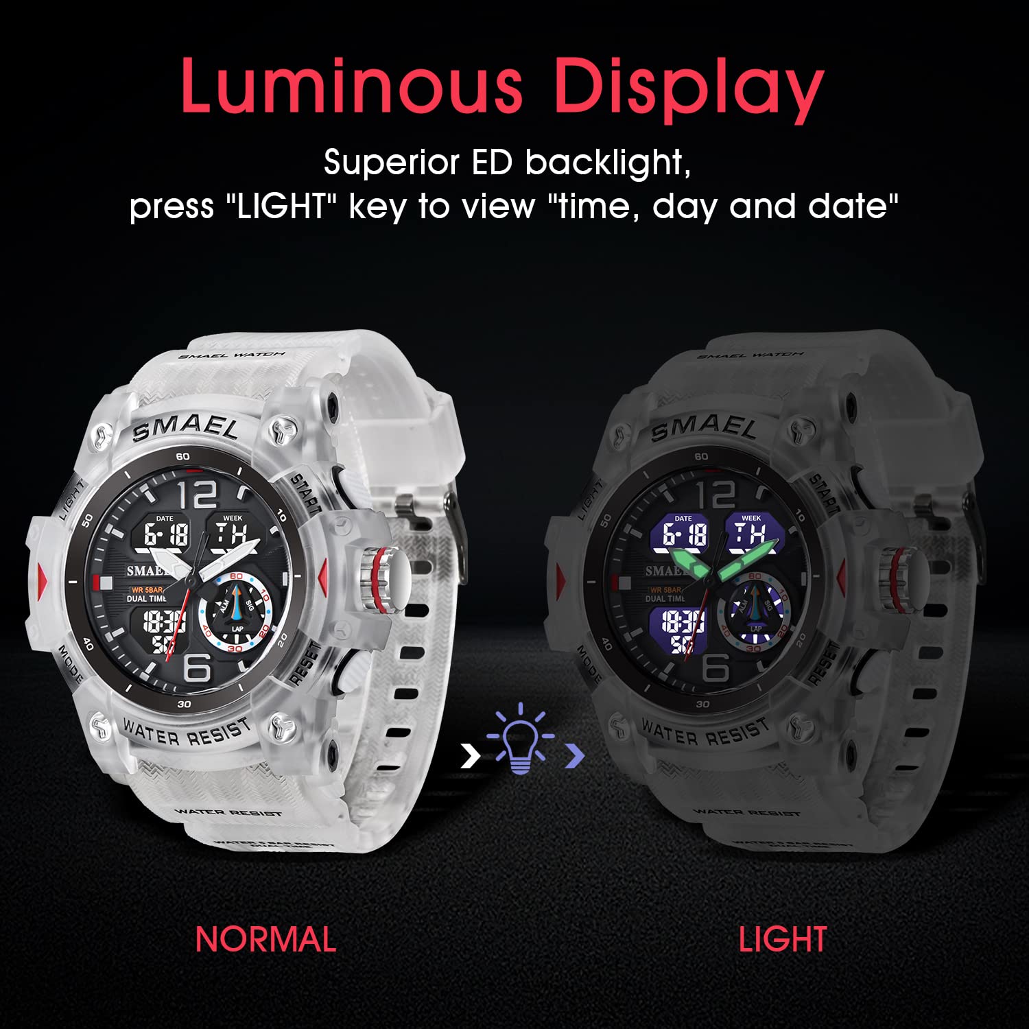 LAVAREDO Mens Digital Watch, Sport Watches for Men Outdoor Military Digital Analog Stopwatch Waterproof Multifunctional Wrist Watch