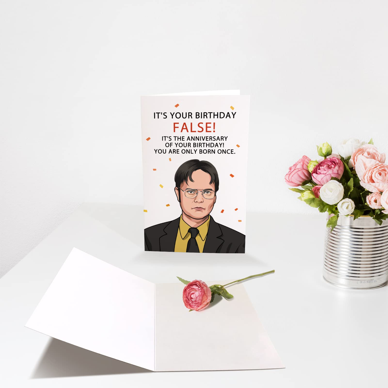 Chenive Funny Office Birthday Card, Dwight Schrute Birthday Card, Bday Greeting Card, It is Your Birthday False