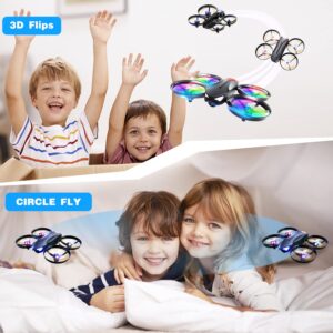 4DRC V16 Drone with Camera for Kids,1080P FPV Camera Mini Quadcopter Beginners Toy with 7 Colors LED Lights,3D Flips,Gesture Selfie,Headless Mode,Altitude Hold,Boys Girls Birthday Gifts,