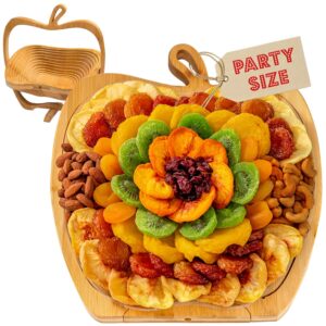 dried fruit and nut gift basket | healthy assorted natural snack gift tray |prime delivery, extra large variety holiday food tray- birthday, sympathy, office, men, woman & families | bonnie and pop