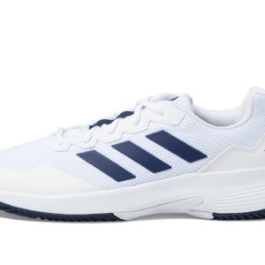 adidas Men's GameCourt 2 Tennis Shoe, White/Team Navy Blue/White, 9