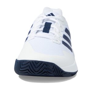 adidas Men's GameCourt 2 Tennis Shoe, White/Team Navy Blue/White, 9