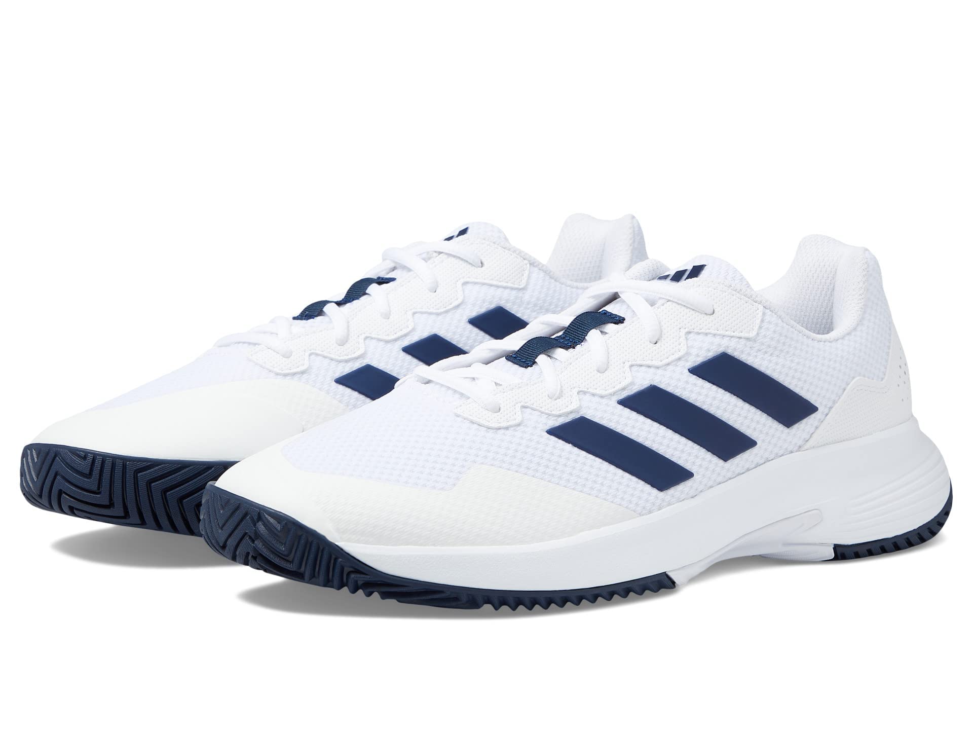 adidas Men's GameCourt 2 Tennis Shoe, White/Team Navy Blue/White, 9