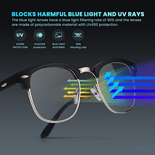 racico Computer Blue Light Blocking Glasses 3 pack Blue Light Glasses Men Women, Anti Blu-Ray Clear Gaming Glasses Lenses